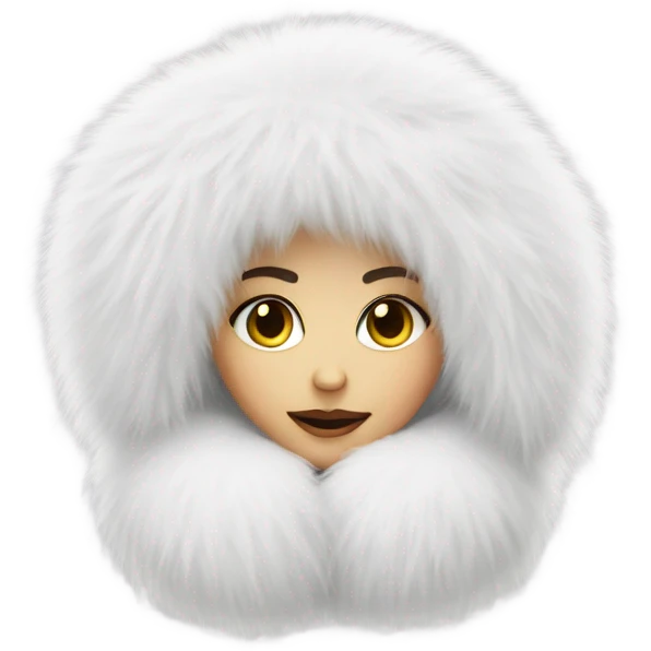 Girl in real white big fluffy fur muffs emoji