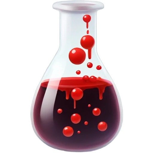 A chemical flask with blood inside and bubbles emoji