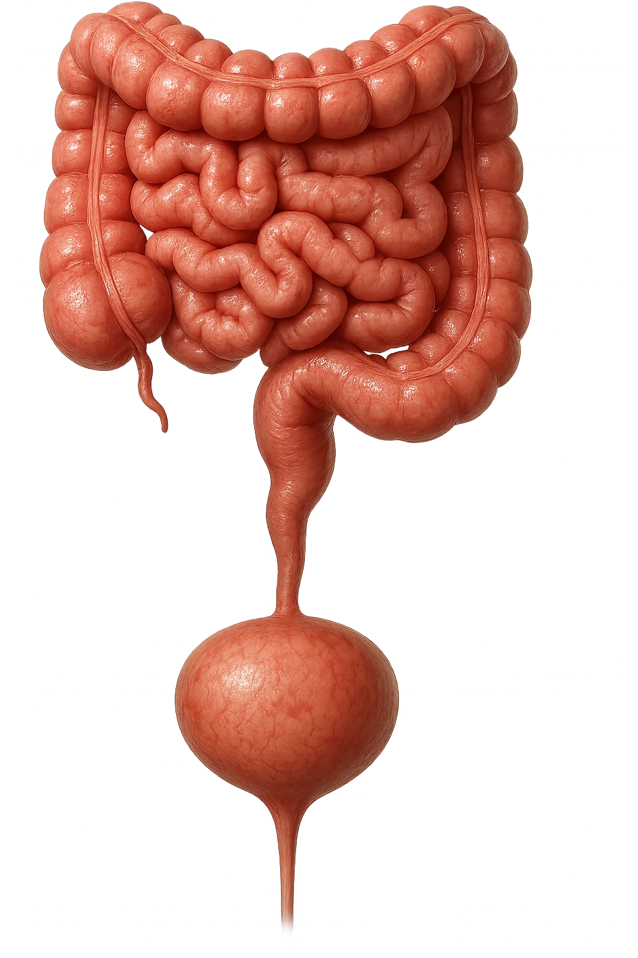 intestino e vescica solo collegati verticalmente, iperrealistico 4k emoji