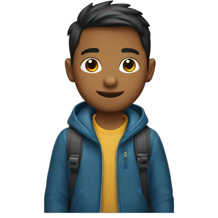 Boy wearing jacket and backpack emoji