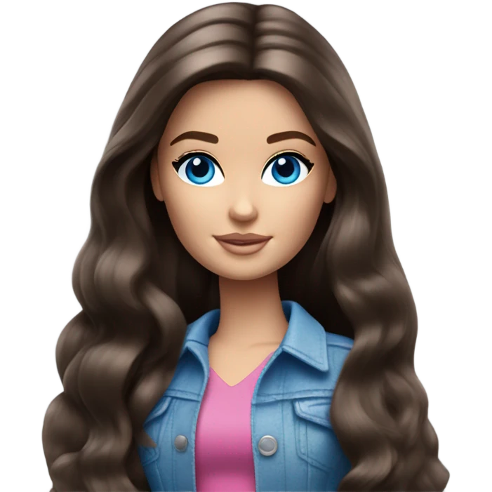 Brunette Barbie with long hair and blue eyes  emoji