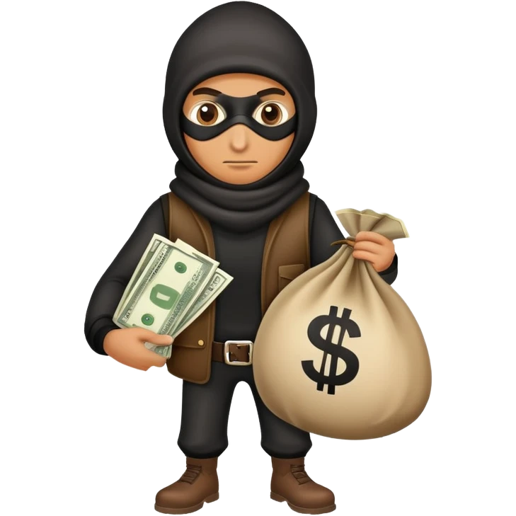 robber holding a cartoon money bag emoji