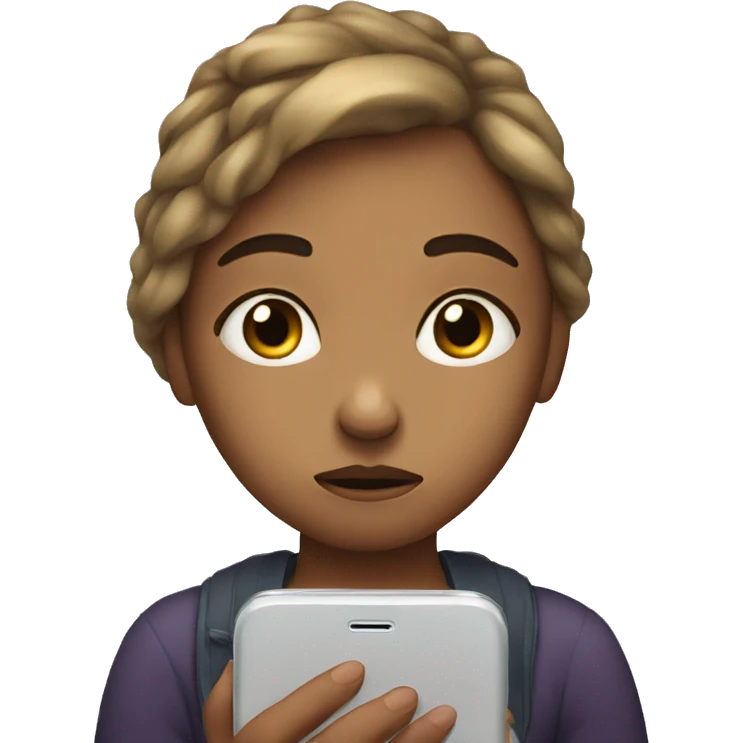 A sad girl looking at her phone emoji
