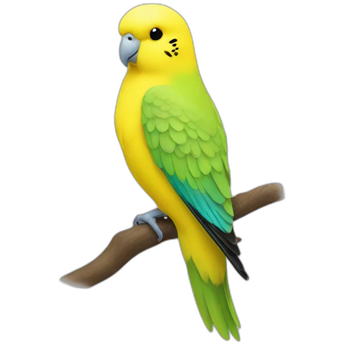Yellow budgerigar with Light green mark emoji