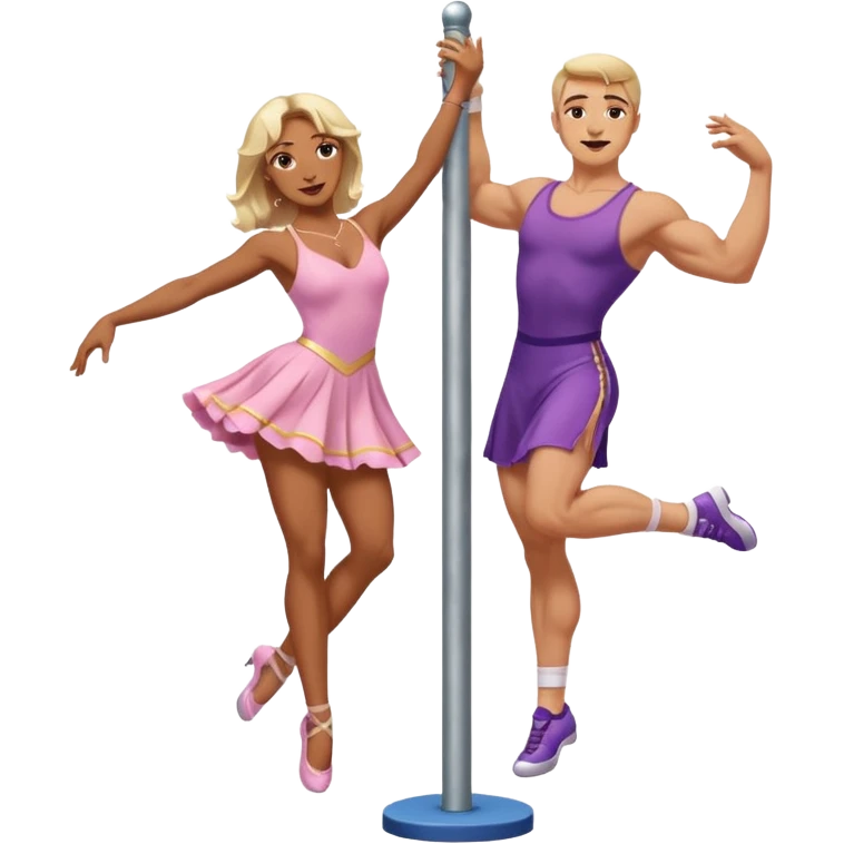 trans person with a female body but a male face dancing on a pole emoji