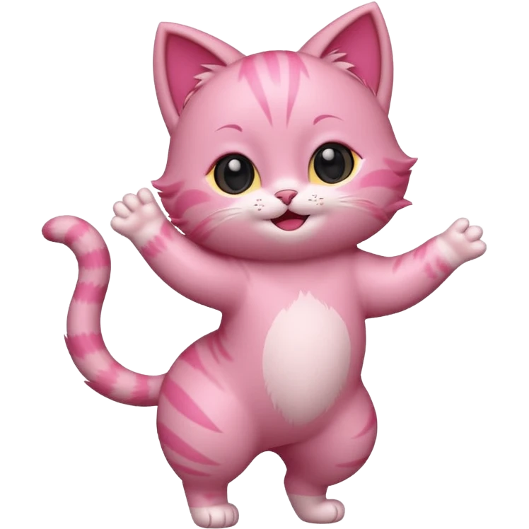 chibi anime pink cat dancing emoji