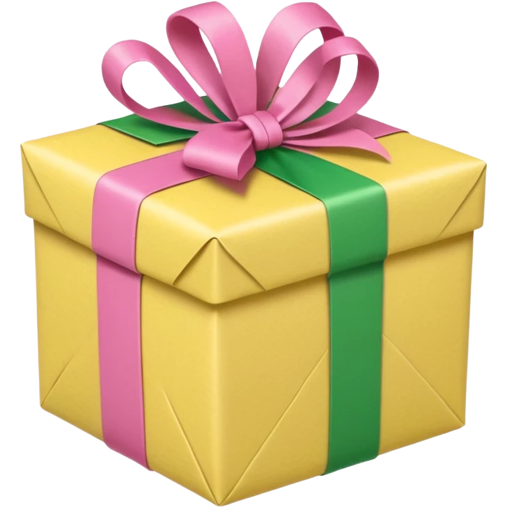 Pale yellow, Kelly green and pink birthday package emoji