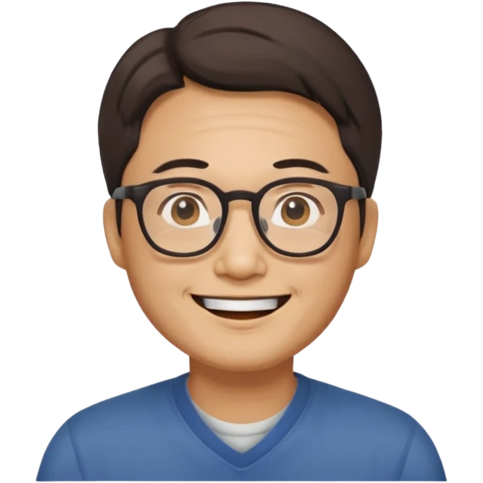 안경을 낀 40대 표준 체격의 한국인 남성 emoji