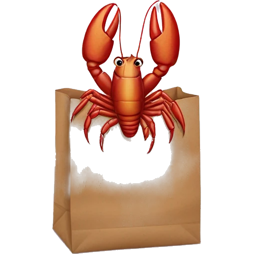 Crawfish looking out of a paper bag emoji