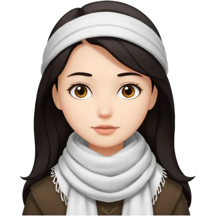 Girl with dark hair with a white scarf over her head emoji