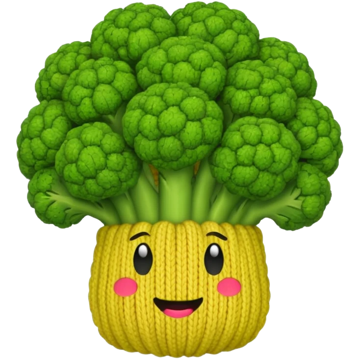 knitted broccoli emoji, yellow emoji