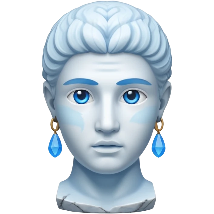 ancient greece marble sculpture head with a blue aura around the background of it emoji