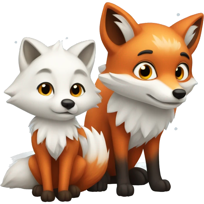 A red fox and a snowy arctic fox emoji