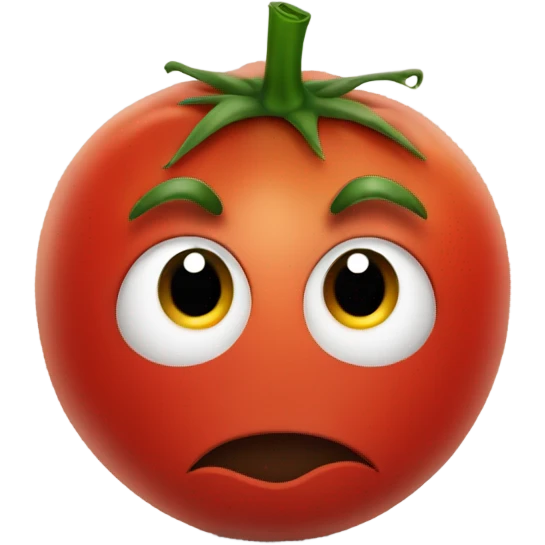 serious but kind tomato  with face and hands emoji