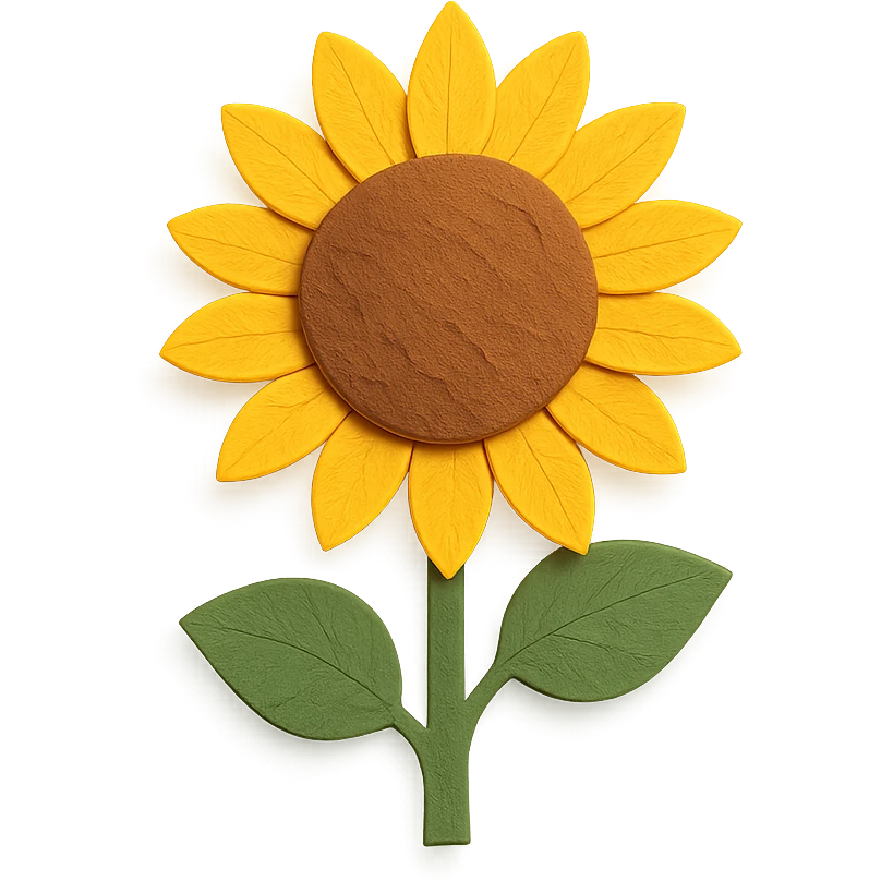 bright and cheerful paper-craft style sunflower emoji