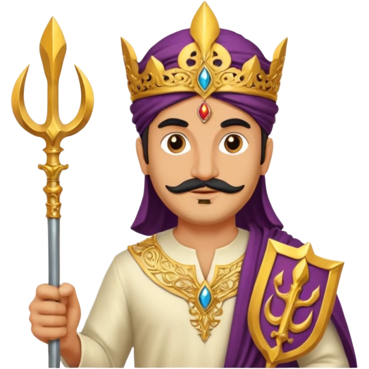 persian with saffron, scepter, trident emoji