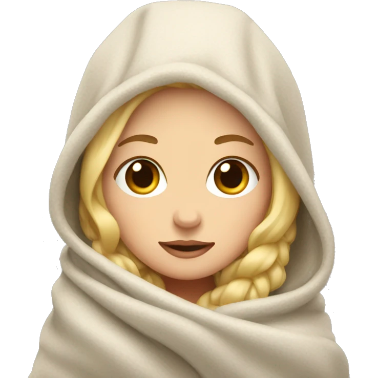 Blonde girl bundled up in blankets  emoji