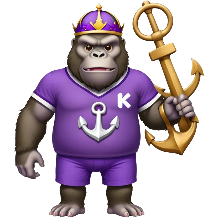 king kong wearing dockers jersey white and purple anchor emoji