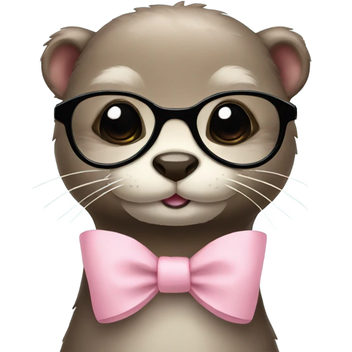 cute otter with a light pink bow and glasses  emoji