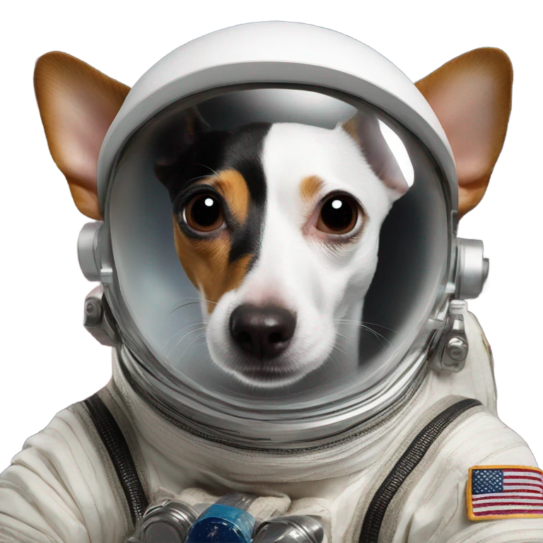 Rat terrier in a space suit on the moon emoji