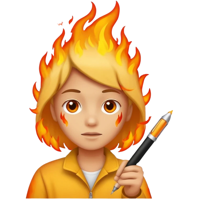 fire coming out of pen while writing emoji