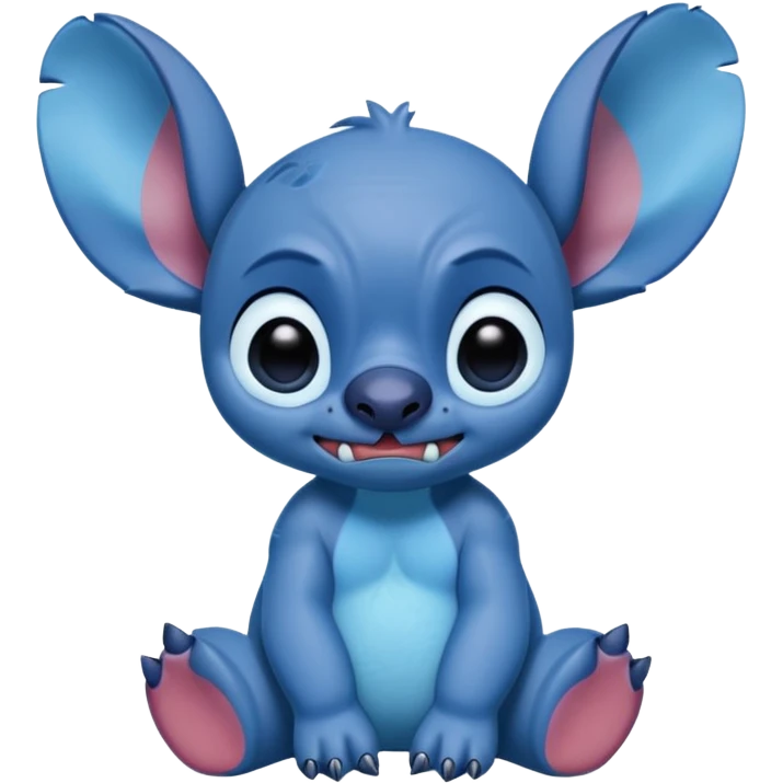 sad stitch full body and cute animated and looks like from the Disney movie lilo and stitch emoji