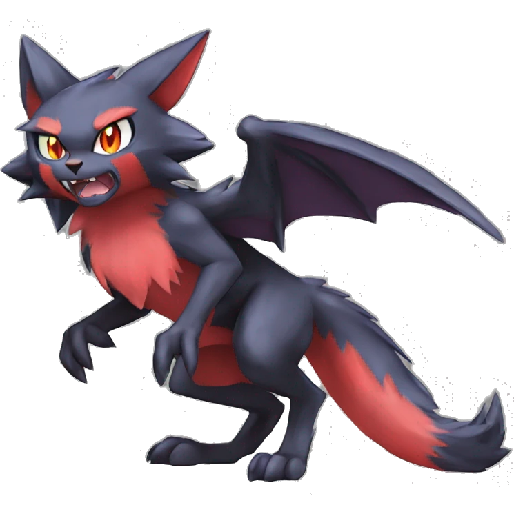  Kawaii Edgy Cool Beautiful Nargacuga-Noivern-Torracat-Litten-Zorua-Zoroark-Fakemon-fusion full body emoji