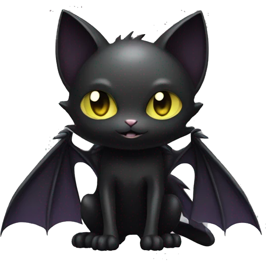 Shiny Dark-type-Poison-type-Fakémon-Bat-Cat full body emoji