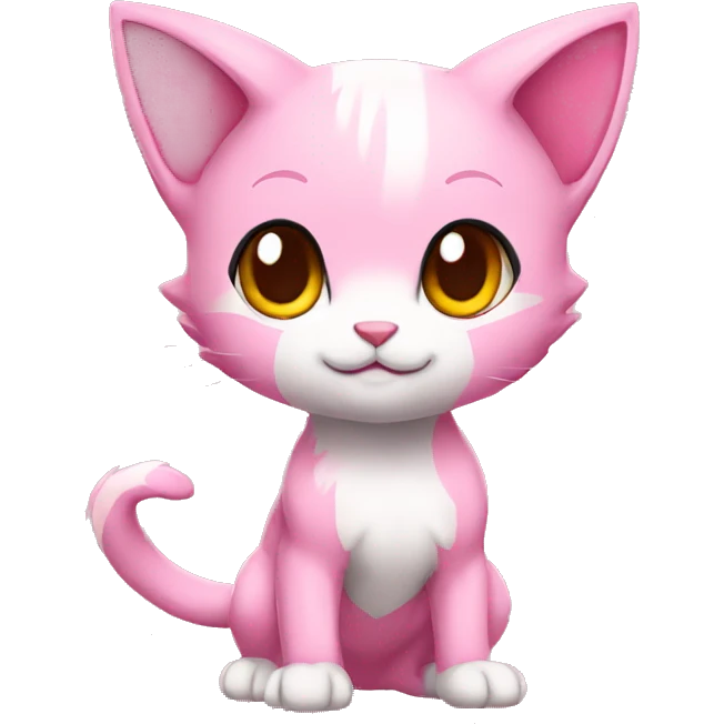 Pink Chibi Anthro Mew-Pokémon full body emoji