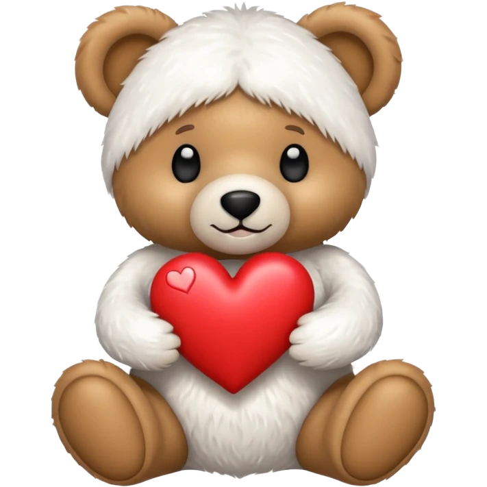 Teddy Bear white Heart  emoji