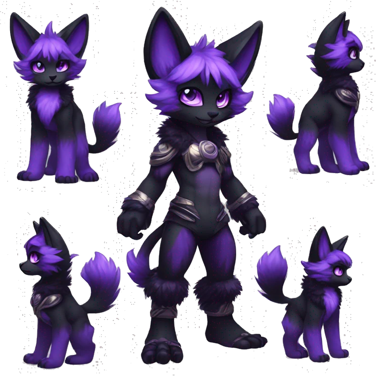 Anthro-Edgy-Cool-Black-Purple-Contrast-Colors-Fantasy-Fur-Sona-Chibi-Shiny-Fakémon-Hybrid full body emoji