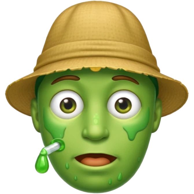 slimy green booger man wearing a hat emoji