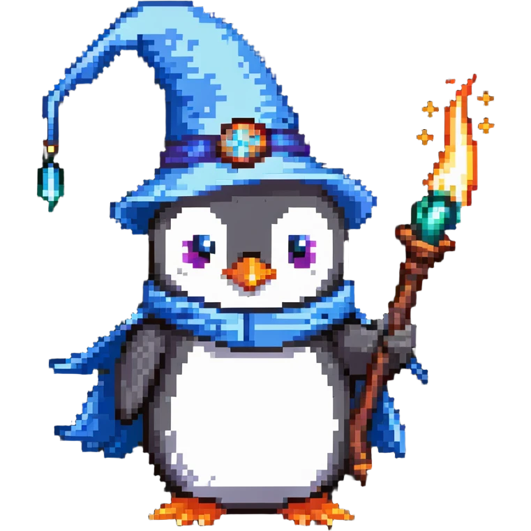 penguin wizard casting a spell emoji