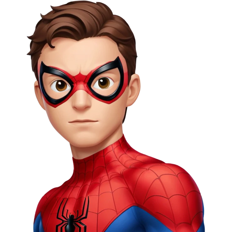 Tom Holland as Spider-Man with mask half off emoji