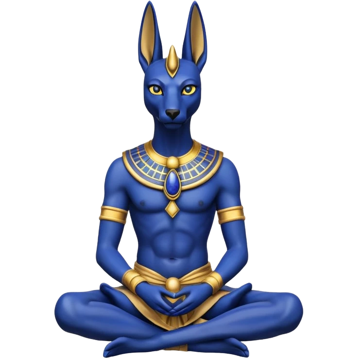 Ancient lapis gold adorned rugged alien anubis young staged formally sitting posed statue  emoji