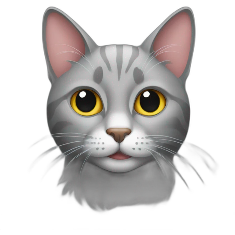 grey cat with meat emoji