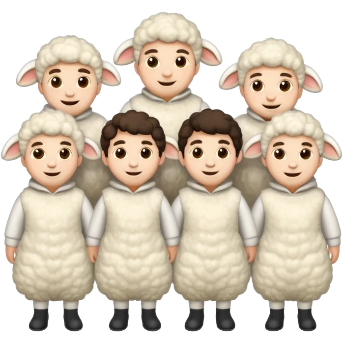 Quero 5 pessoas vestidas de ovelhas emoji