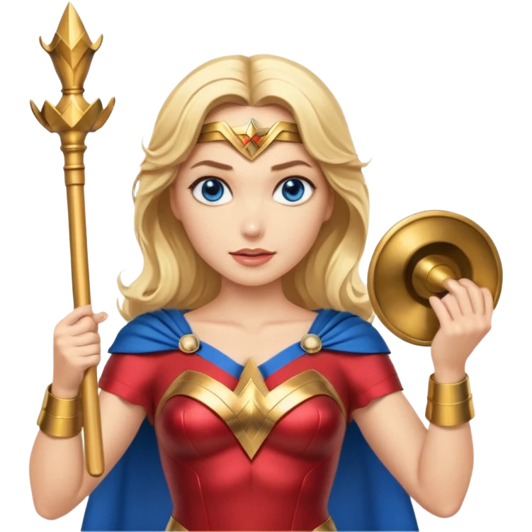 Blonde blue eyes Wonder Woman holding bell and baton  emoji