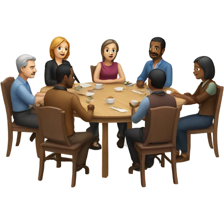 6 people sitting either side of a table emoji