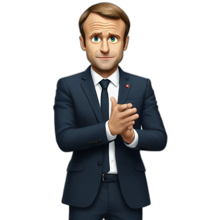 emmanuel macron saying no with his hands emoji
