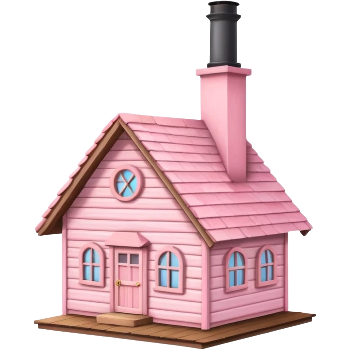 Pink pastel cabin with on the roof emoji