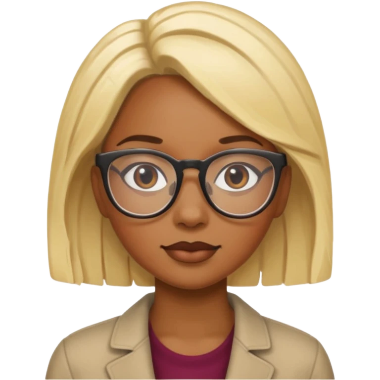 Blonde black woman wearing glasses emoji