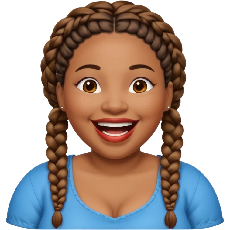 Plus size Black woman with braids laughing emoji