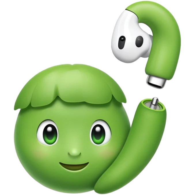 simple pea wearing airpods emoji