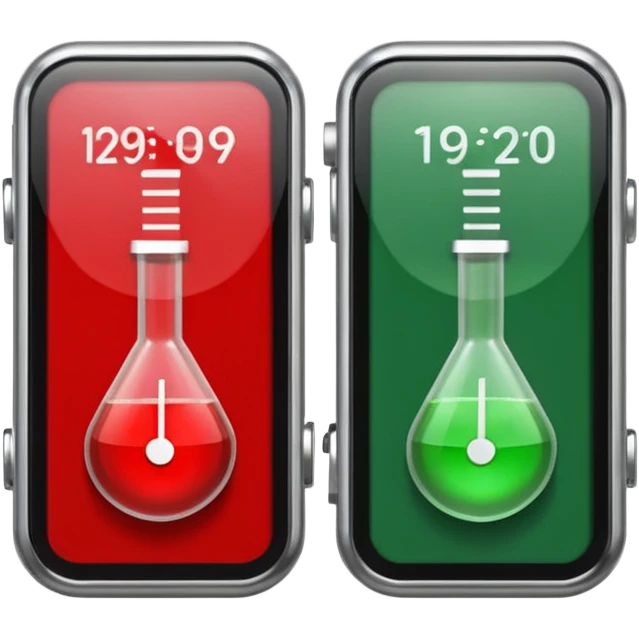 velocimeter with the color red in the right and the color green in the left emoji