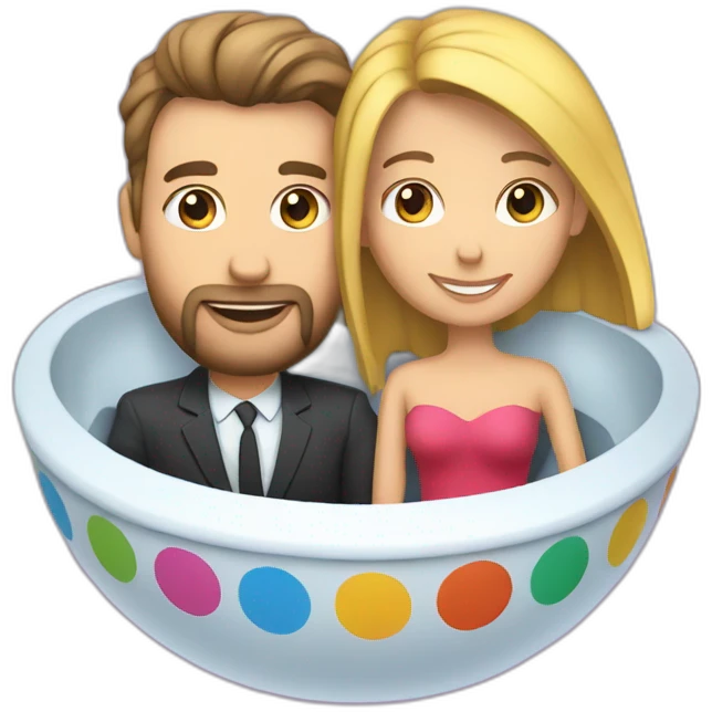 Un couple hétérosexuel sur une soucoupe volante emoji