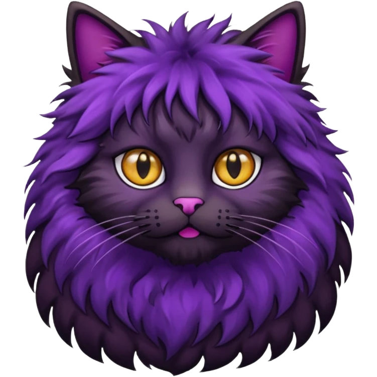 Hairy cat with aubergine emoji