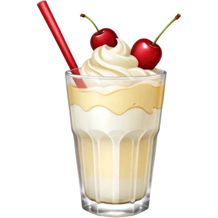 Japanese Cream soda clear glass with ice and vanila + cherry on top emoji