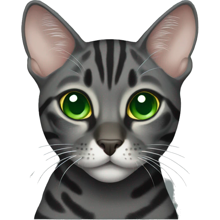 Charcoal Bengal cat with Green eyes  emoji