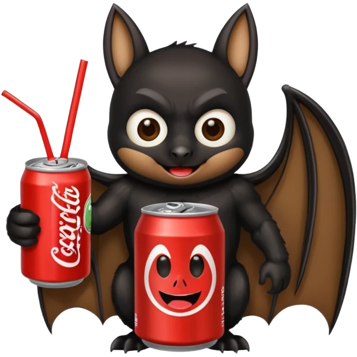 black bat drinkig soda emoji